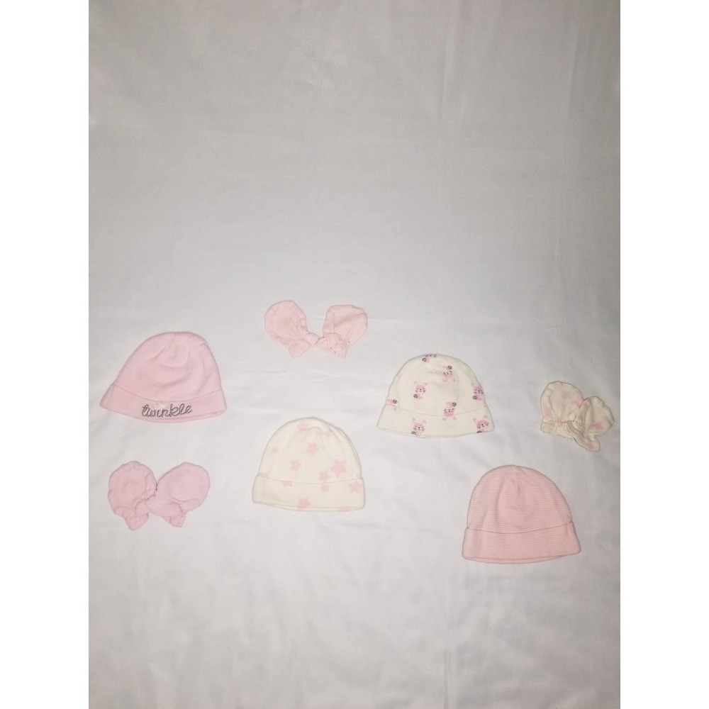 Gerber baby hat and mittens set of 4, 0-6 months old